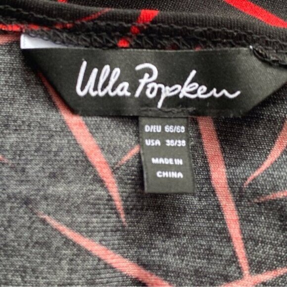 Ulla Popken Tunic Women's Size 36/38 Black Geometric Pockets Stretch Round Neck - Picture 8 of 14